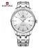 NAVIFORCE 9230 Fashion Lover's Wristwatch Waterproof Quartz Calendar Watches Stainless Steel Band Clock - Silver White